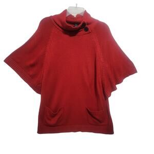 New Directions Womens Red Mock Neck Dolman Sweater Size Large
